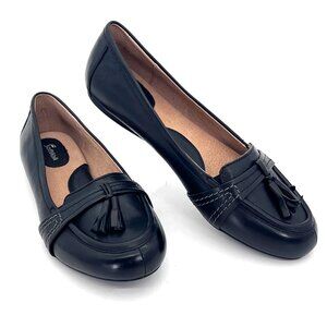 SoftWalk Leather Loafers Comfort Shoes Womens Size 8M Black Tassels Flats New